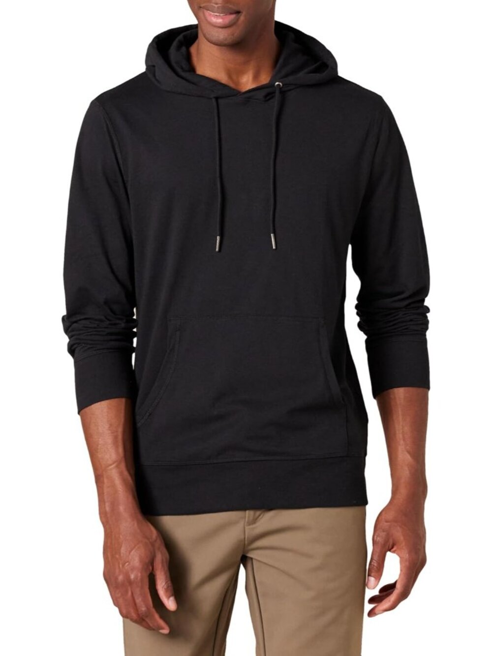 Amazon Essentials Men's Black Lightweight SOLID Pullover Jersey Hoodies